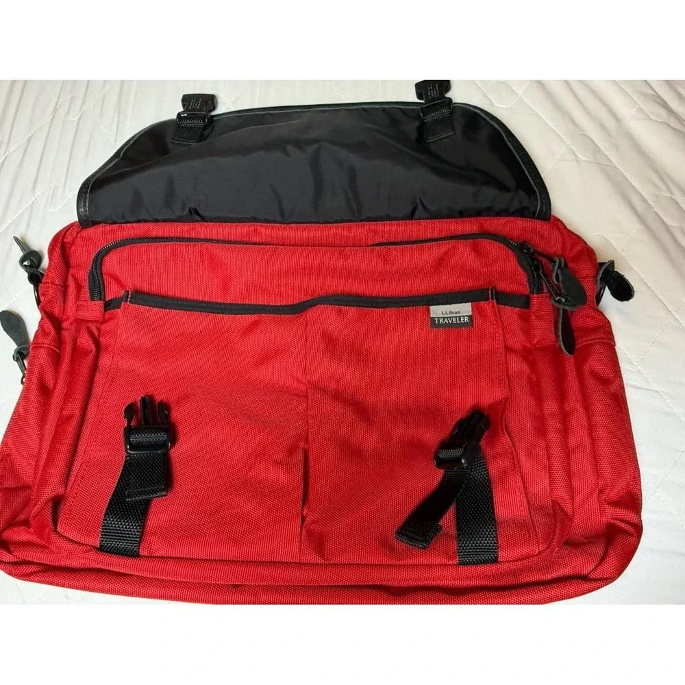L.L. Bean Traveler Red Laptop‎ Briefcase Messenger Bag 12x19